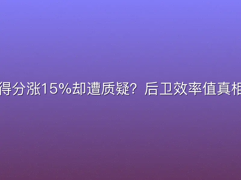 得分涨15%却遭质疑？后卫效率值真相